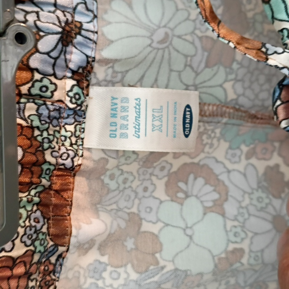 Vintage Old Navy Floral Pajama Pants - Brown and Teal Size XXL - Picture 6 of 9
